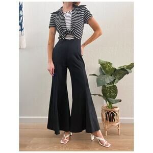 Vintage 1970's Bell Bottom Black Knit Jumpsuit